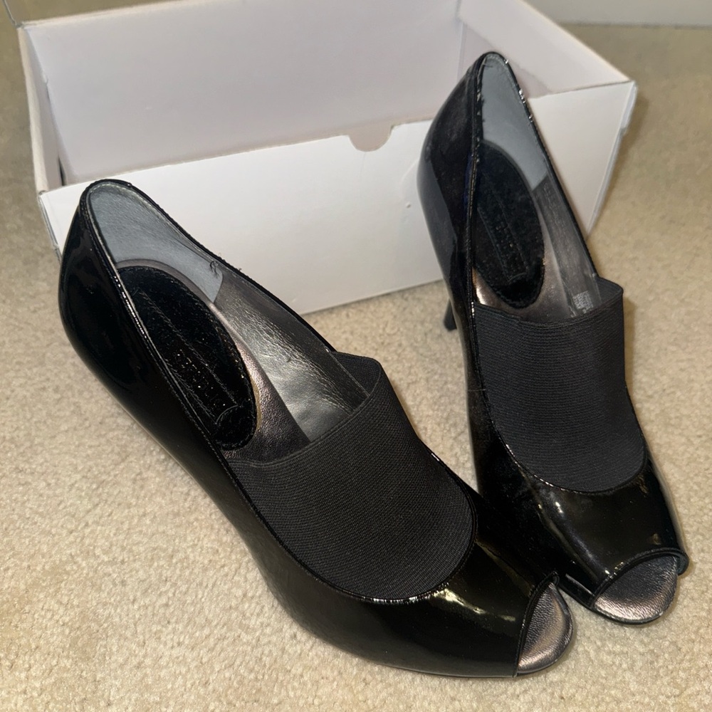 Banana Republic Glossy Black Peep-Toe Heels